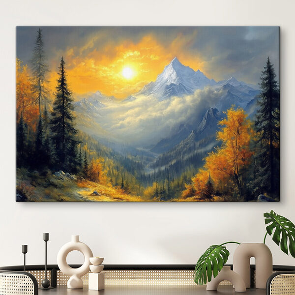 Mountain landscape with trees and clouds Mountain landscape with trees and clouds