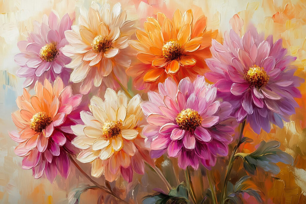 Painting of flowers on a canvas