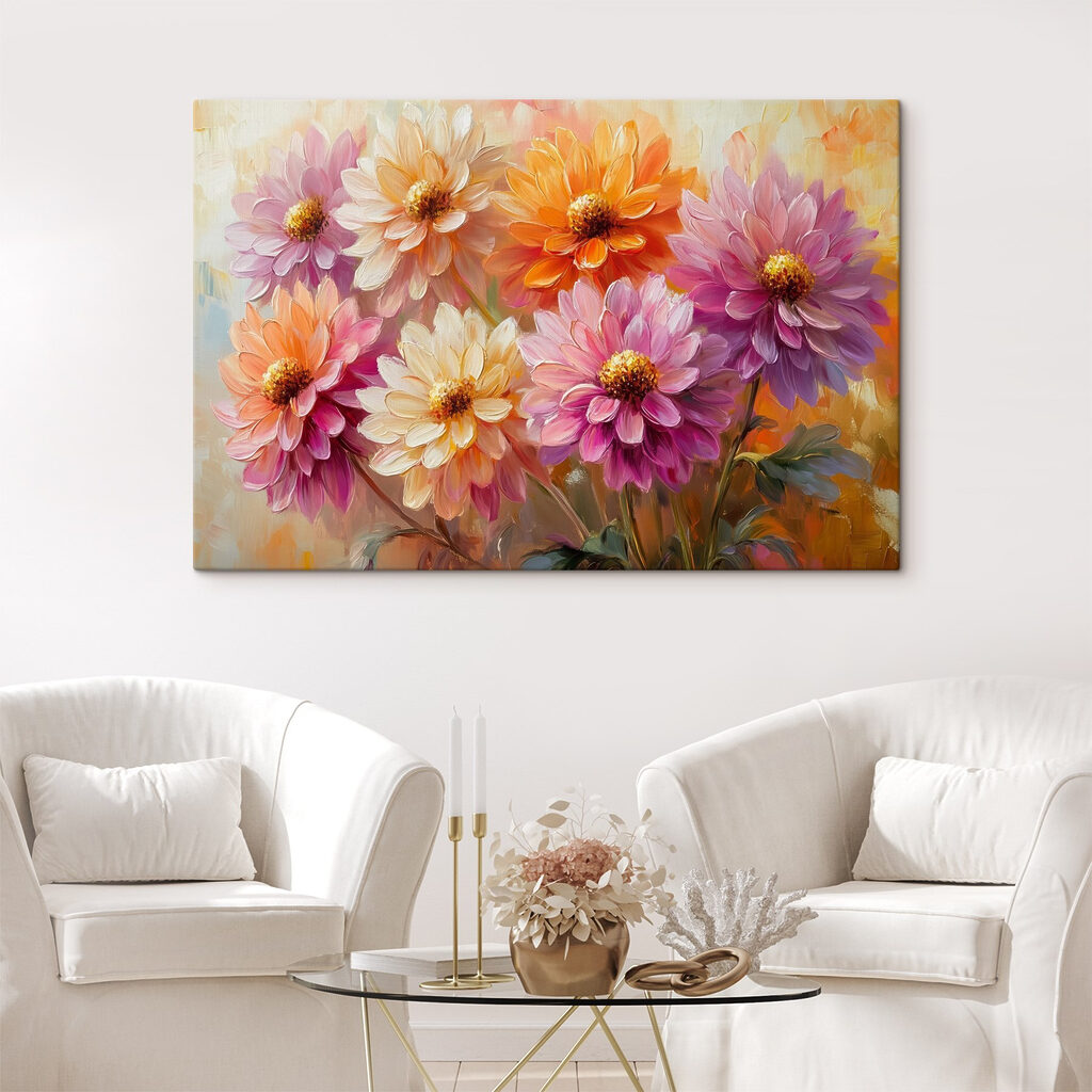 Painting of flowers on a canvas