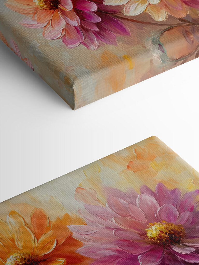 Painting of flowers on a canvas