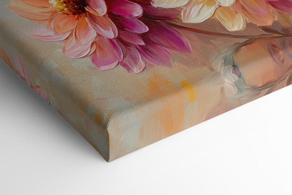 Painting of flowers on a canvas