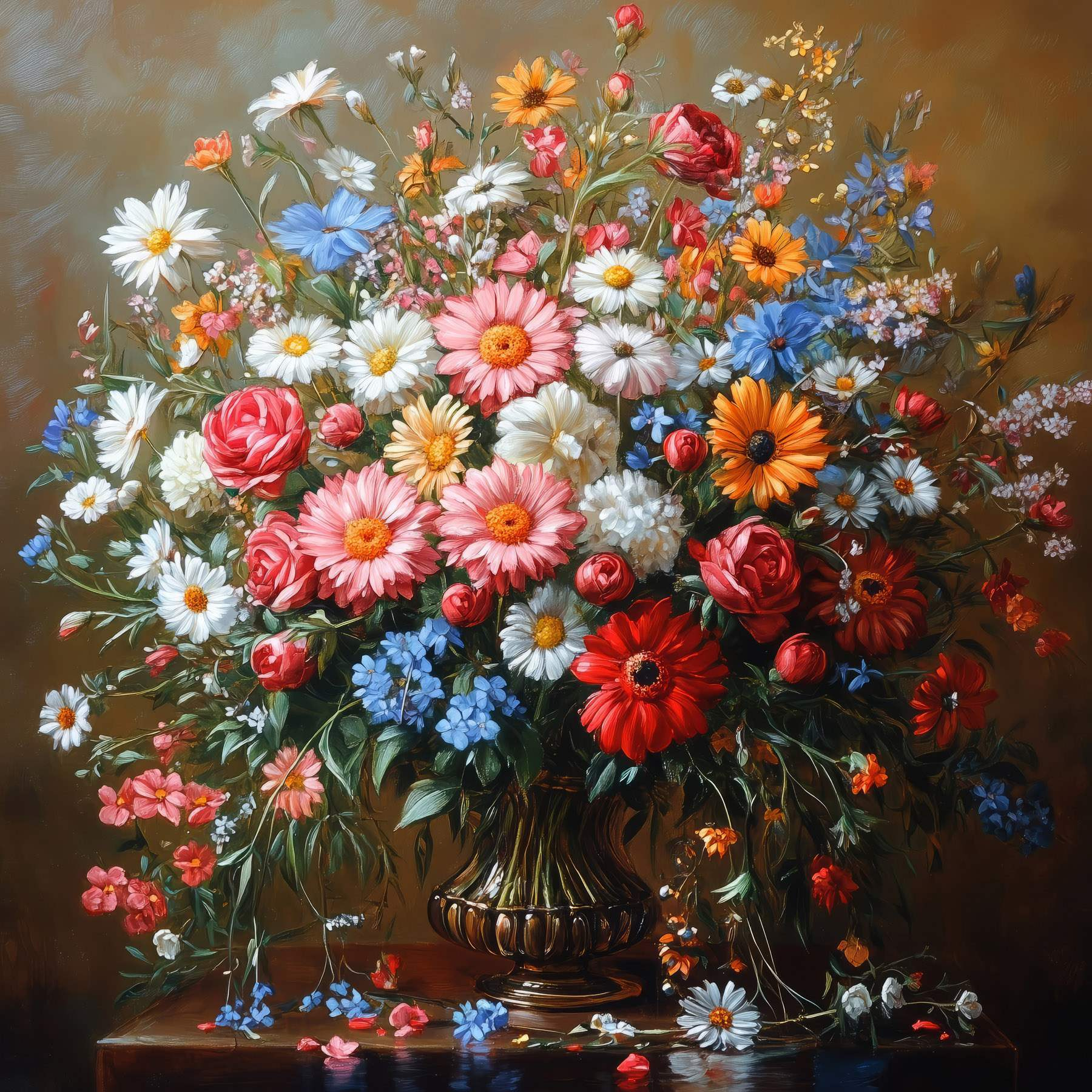 Painting of a bouquet of flowers Painting of a bouquet of flowers