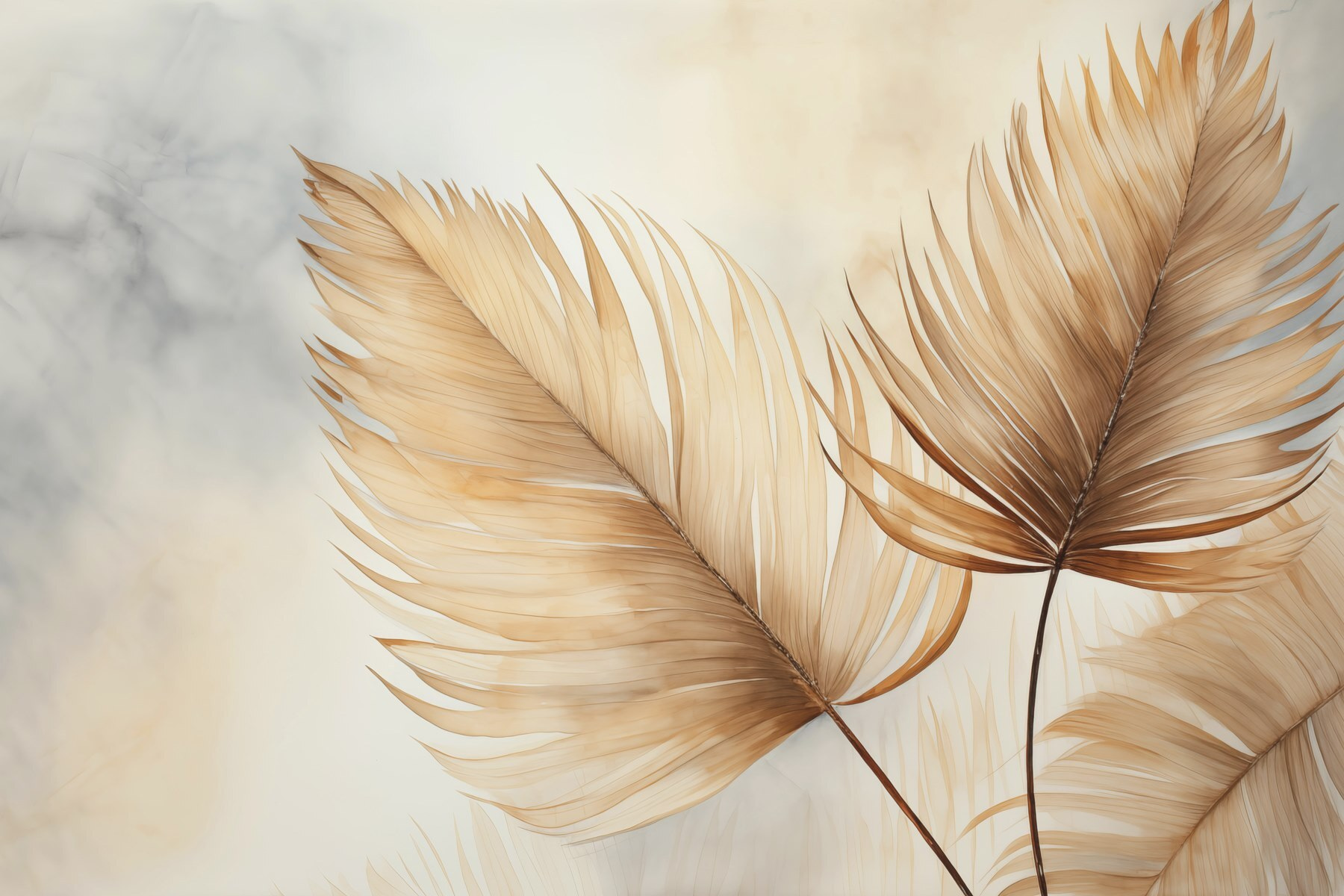 Delicate leaves in soft hues