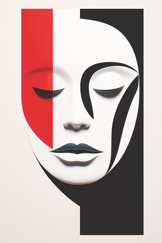 Face with red and black stripes Face with red and black stripes