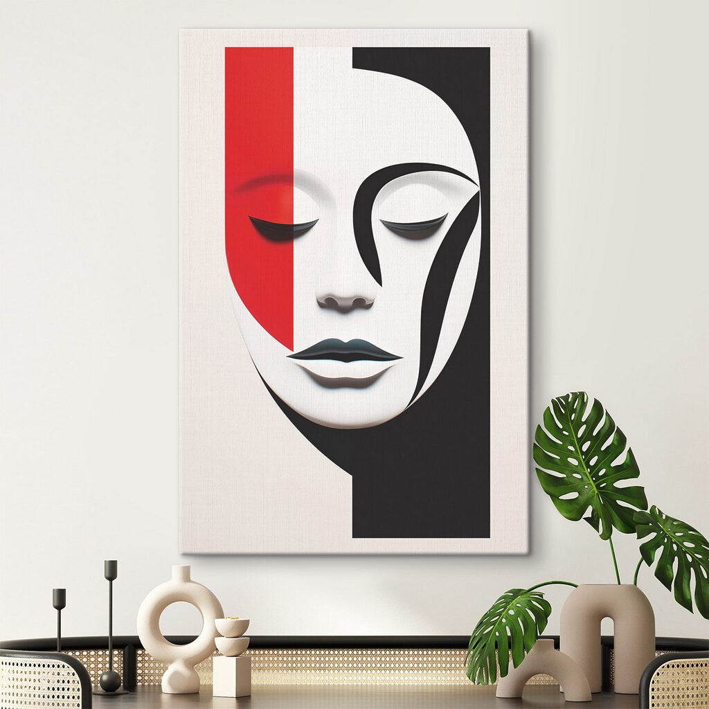 Face with red and black stripes Face with red and black stripes