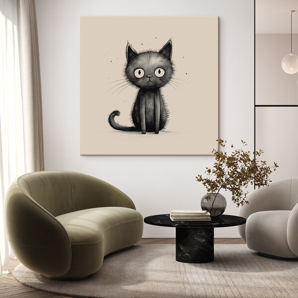 Black cat with big eyes