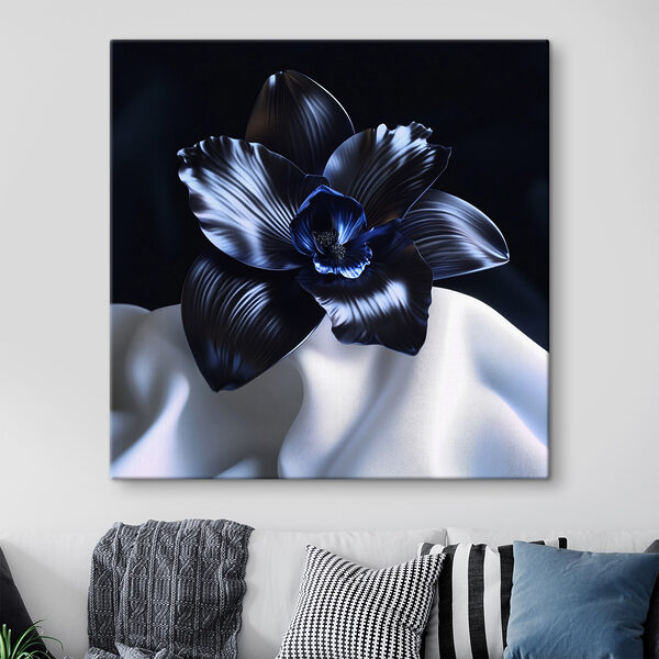Quadri Quadri Fiore nero su un panno bianco (COD: s41976)