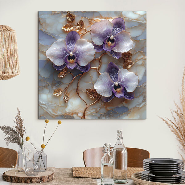 Quadri Quadri Delicate orchidee su uno sfondo di marmo (COD: s41984)