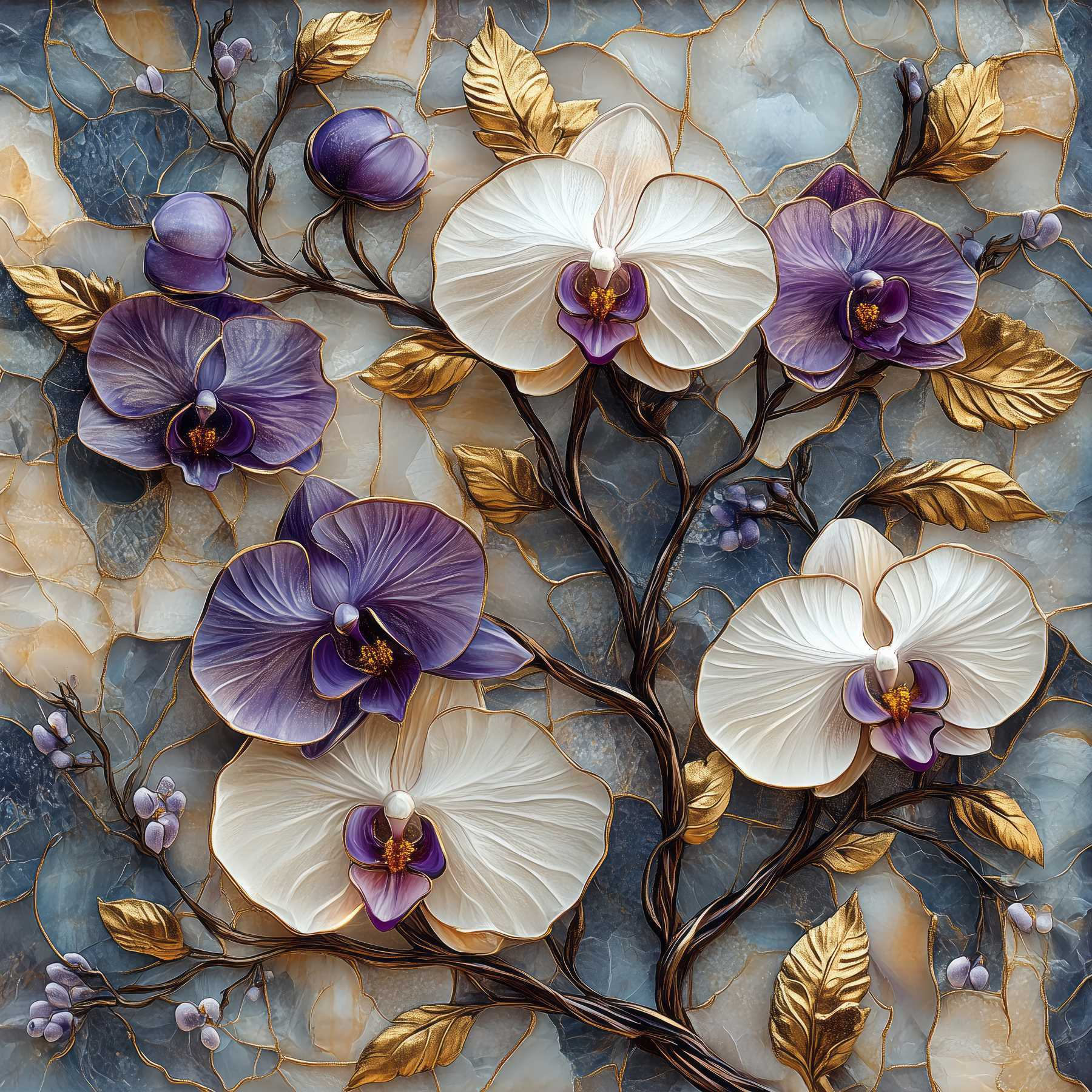 Delicate blooms on textured background