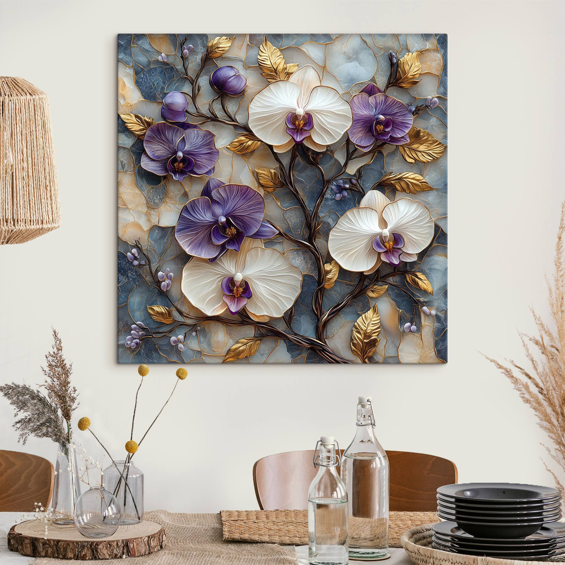 Delicate blooms on textured background
