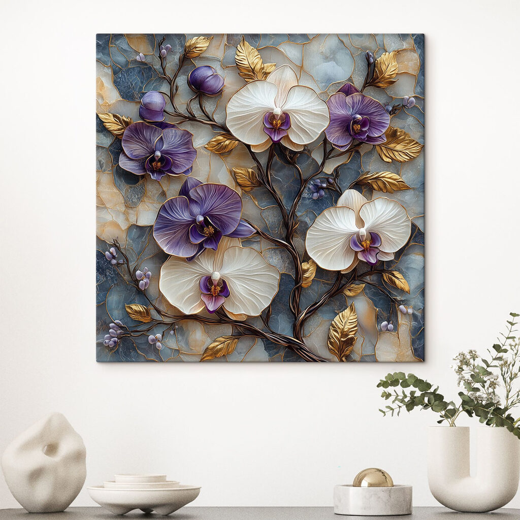 Delicate blooms on textured background