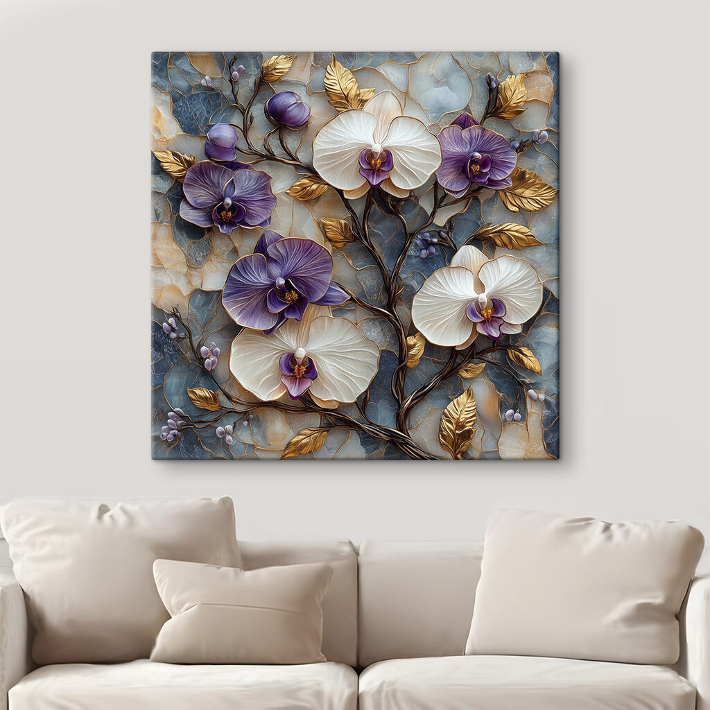 Delicate blooms on textured background