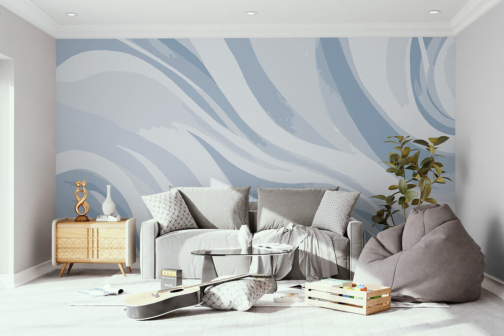 White and blue wavy pattern
