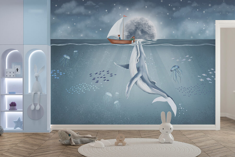 Balena che nuota nell'acqua