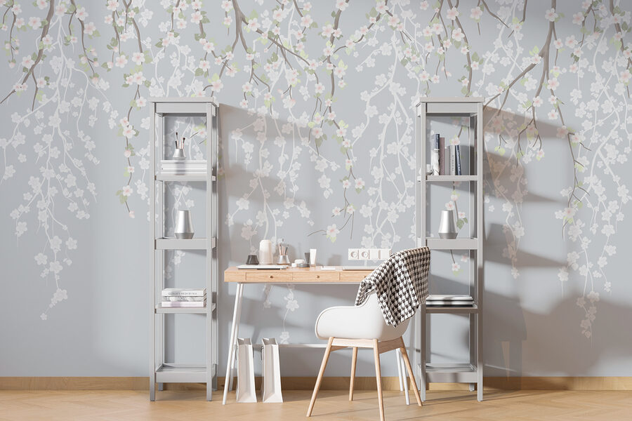 Fiori bianchi su un ramo d'albero