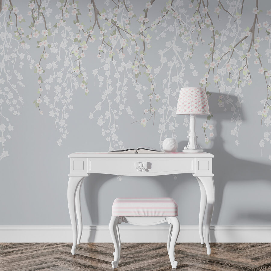 Fiori bianchi su un ramo d'albero