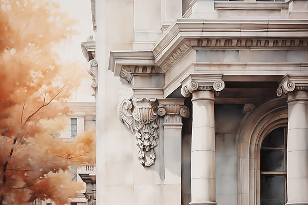 Edificio con colonne e finestra Edificio con colonne e finestra
