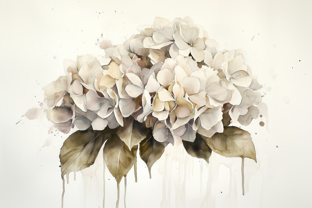 Pittura di un mazzo di fiori bianchi Pittura di un mazzo di fiori bianchi