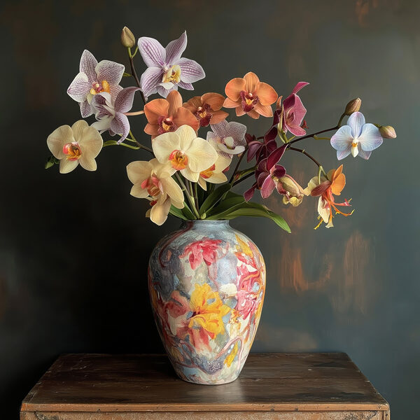 Vase with colorful flowers