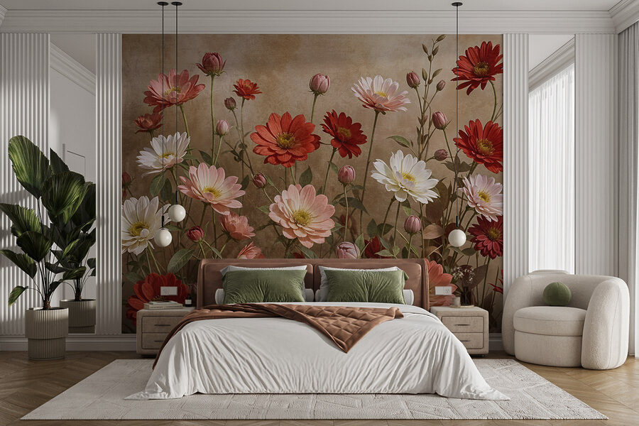 Gruppo di fiori su steli