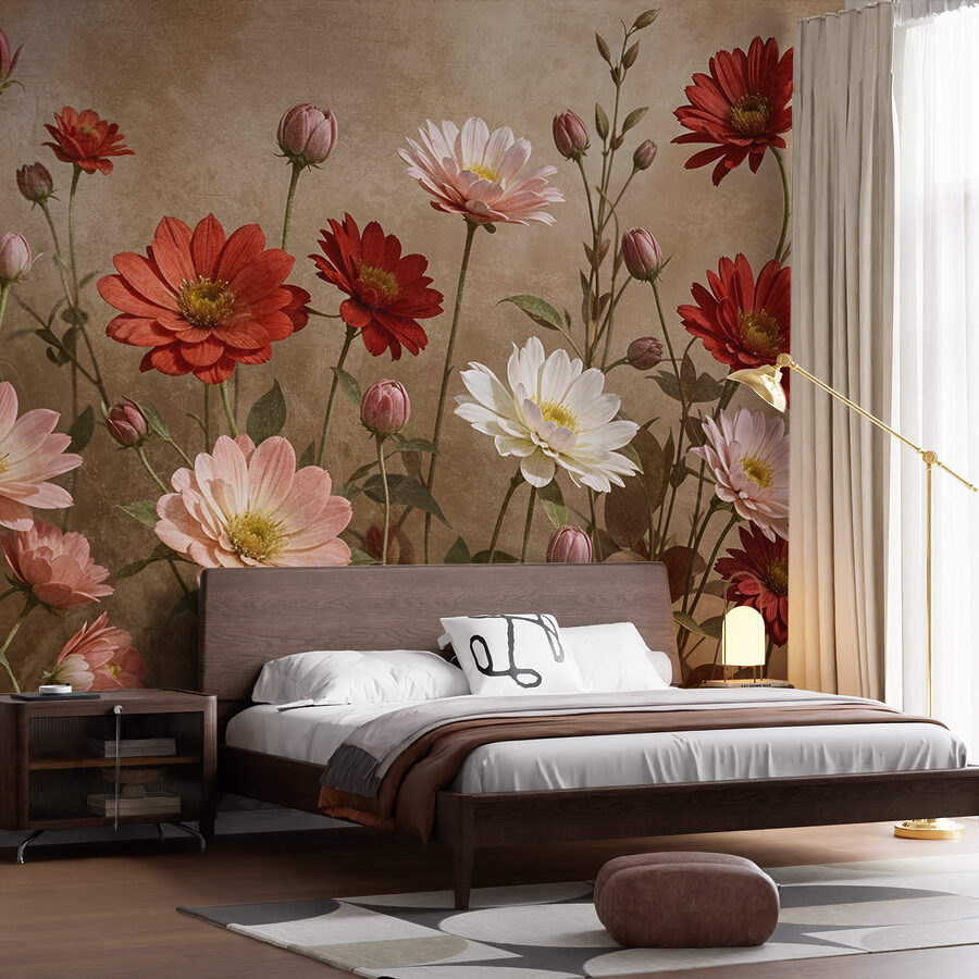 Gruppo di fiori su steli