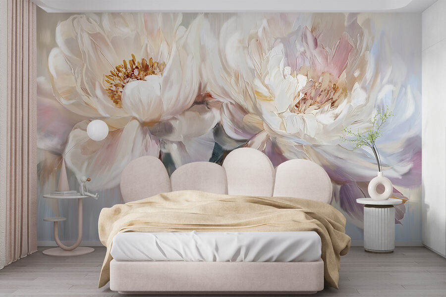Pittura di fiori su sfondo bianco