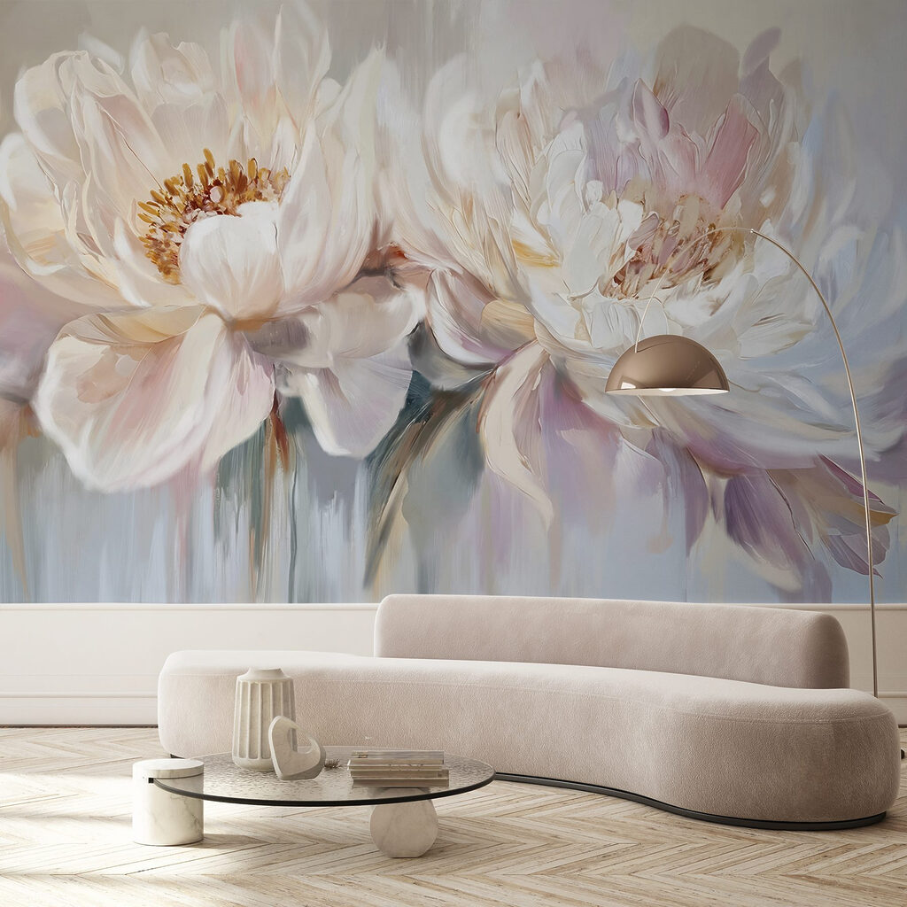Painting of flowers on a white background