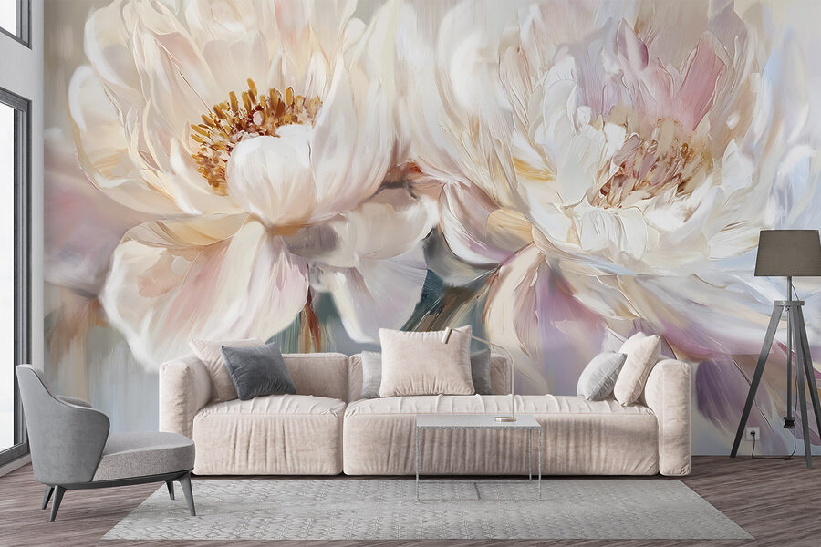 Pittura di fiori su sfondo bianco
