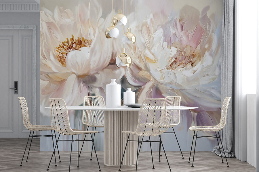 Pittura di fiori su sfondo bianco