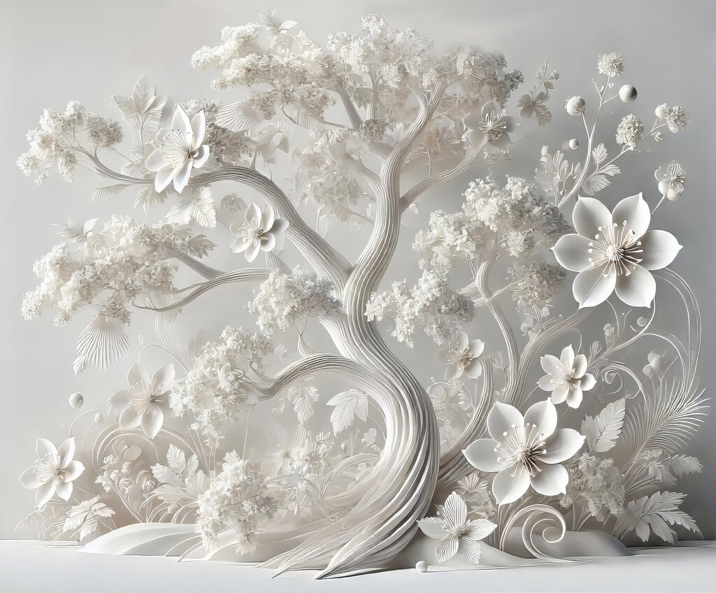 Albero bianco con fiori Albero bianco con fiori