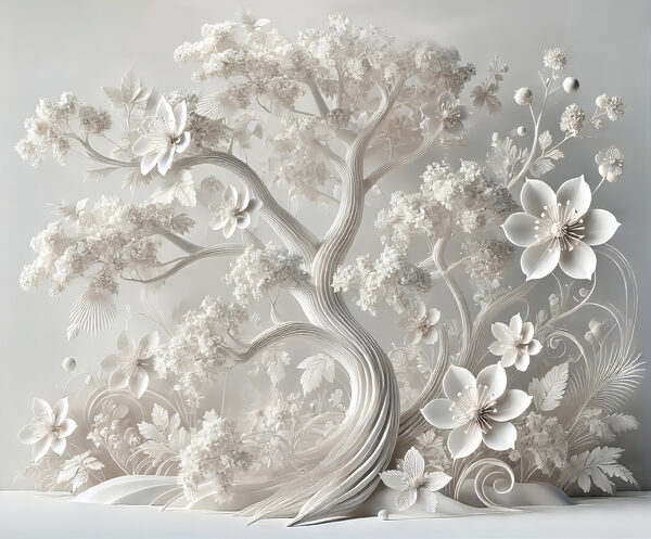 Albero bianco con fiori Albero bianco con fiori