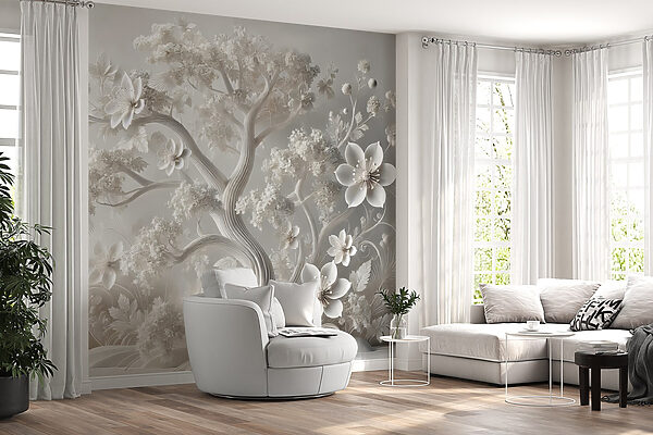 Albero bianco con fiori Albero bianco con fiori