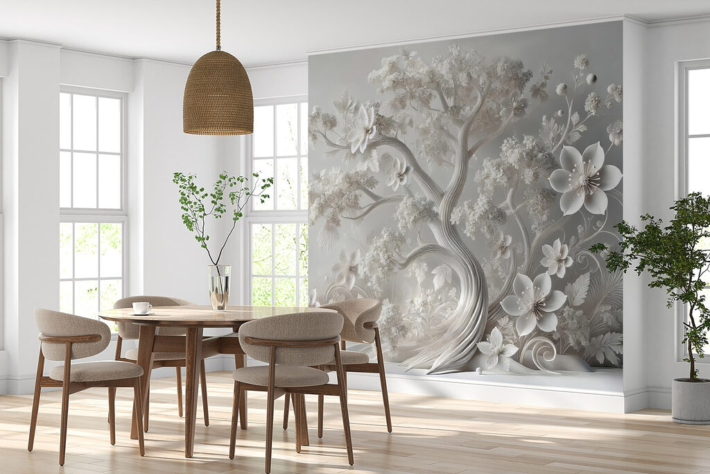 White tree with flowers