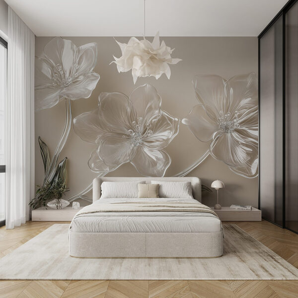 Fiori di vetro su una superficie bianca Fiori di vetro su una superficie bianca