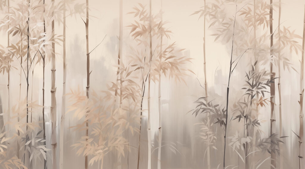 Pittura di alberi nella nebbia Pittura di alberi nella nebbia