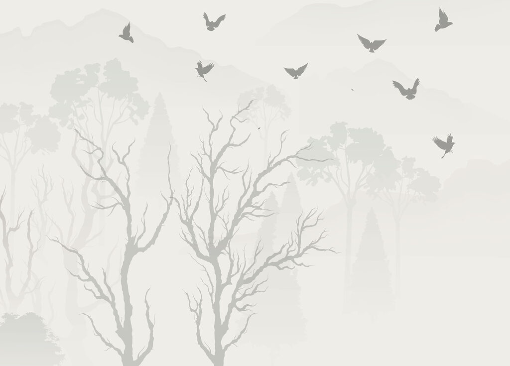 Uccelli in volo sugli alberi Uccelli in volo sugli alberi
