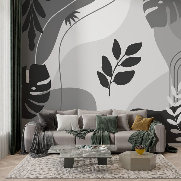 Immagine in bianco e nero di foglie e piante Immagine in bianco e nero di foglie e piante