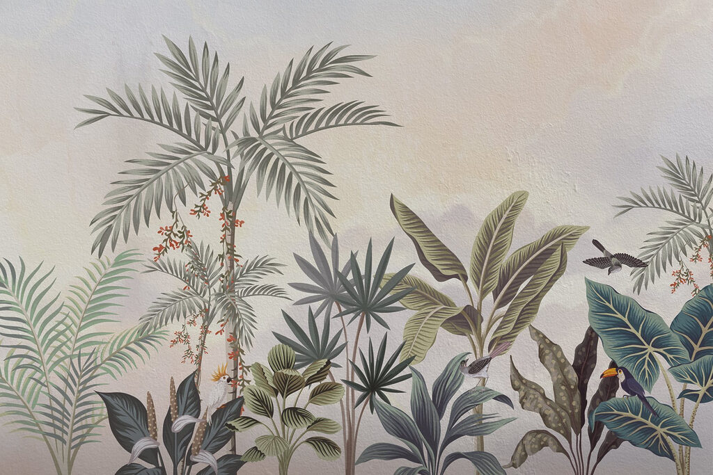 Pittura murale di piante e uccelli Pittura murale di piante e uccelli