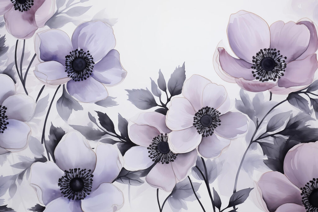 Pittura di fiori su una superficie bianca Pittura di fiori su una superficie bianca
