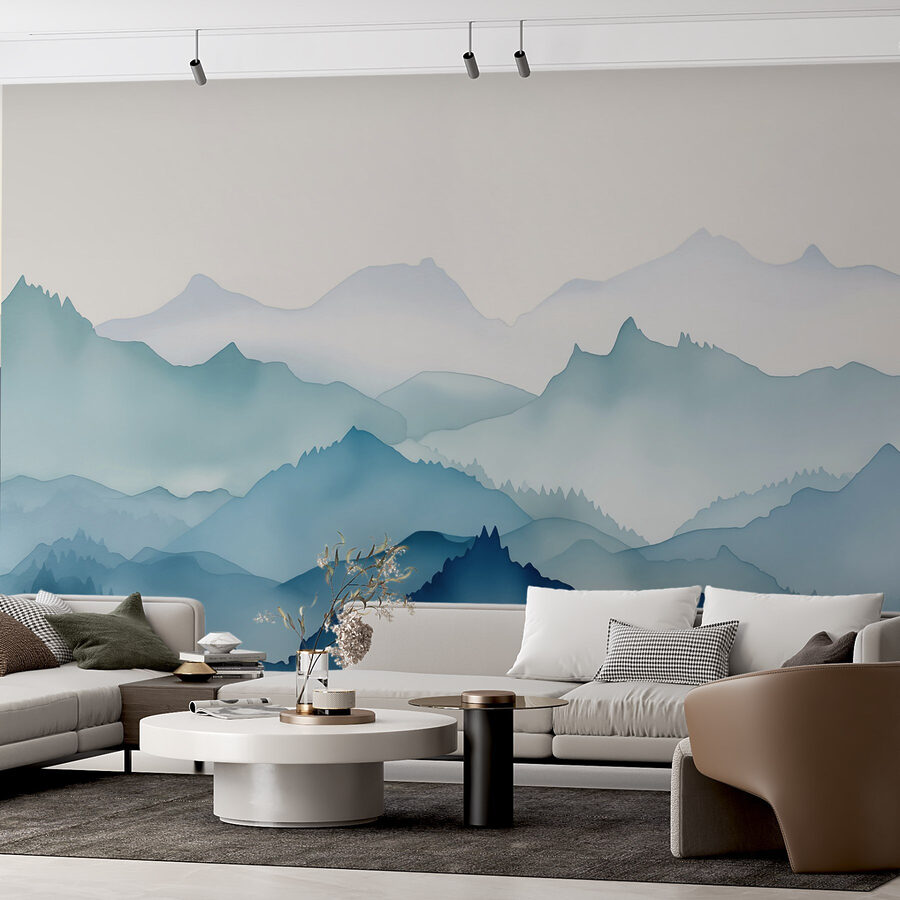 Pittura di montagne e alberi