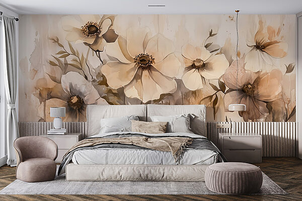 Pittura di fiori su una parete Pittura di fiori su una parete