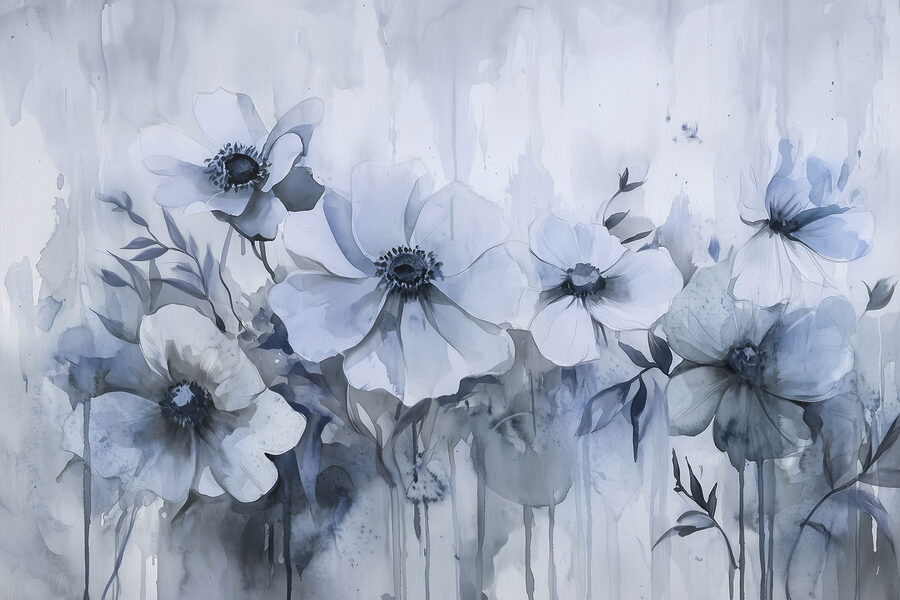 Pittura di fiori su sfondo bianco Pittura di fiori su sfondo bianco