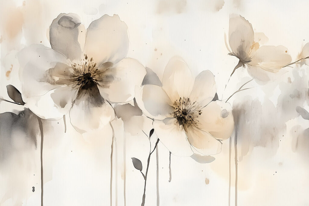 Pittura di fiori su una superficie bianca Pittura di fiori su una superficie bianca