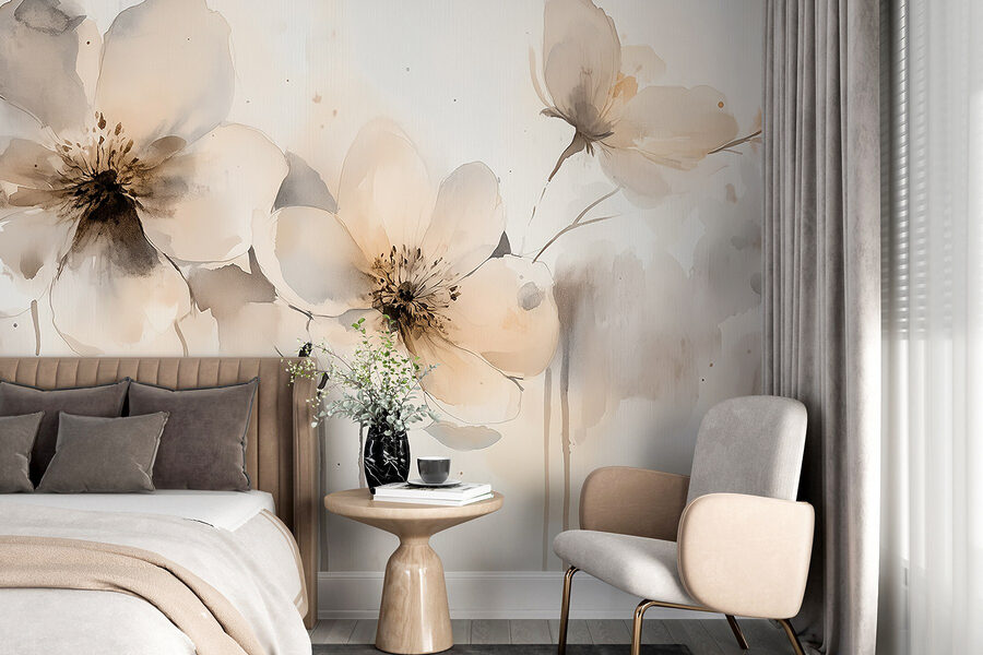 Pittura di fiori su una superficie bianca Pittura di fiori su una superficie bianca