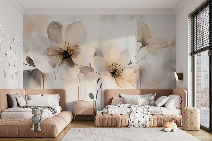 Pittura di fiori su una superficie bianca Pittura di fiori su una superficie bianca