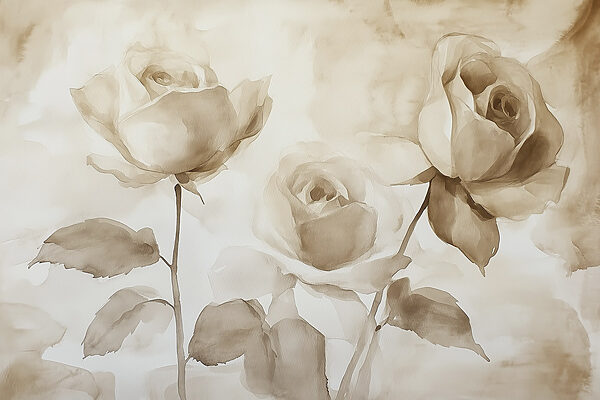 Pittura di rose con foglie Pittura di rose con foglie