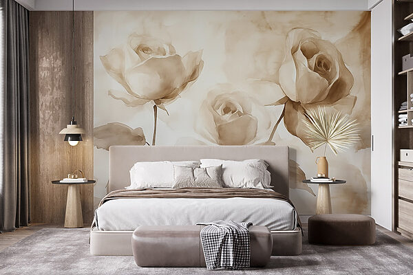 Pittura di rose con foglie Pittura di rose con foglie