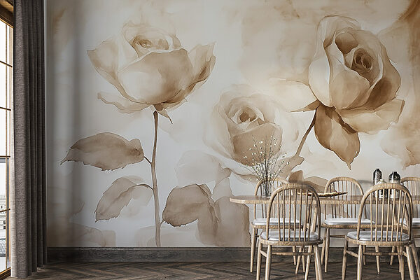 Pittura di rose con foglie Pittura di rose con foglie