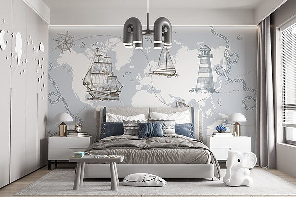 Mappa del mondo con diverse navi Mappa del mondo con diverse navi