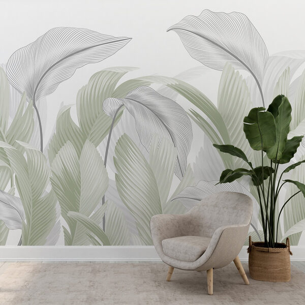 Eleganti foglie verdi su sfondo bianco Eleganti foglie verdi su sfondo bianco